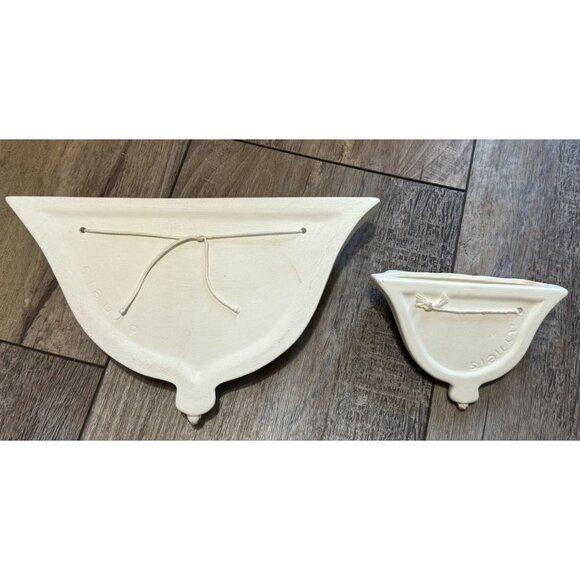 Vintage MCM Arnel's Ceramic Wall Planters Set Of 2 - Signed Decorative Floral De - Picture 6 of 12